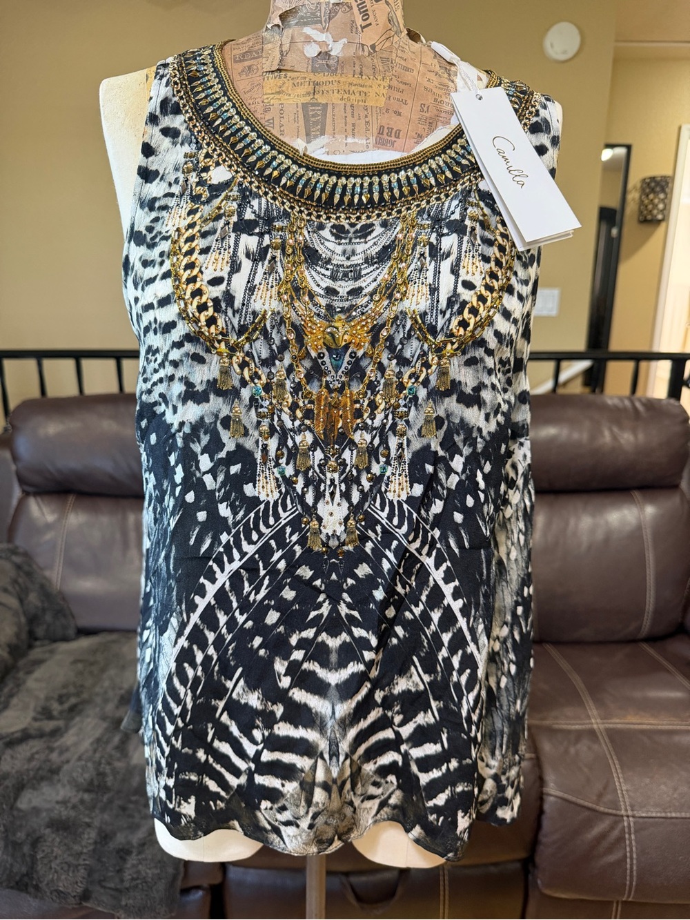 CAMILLA – Night Owl
Button Back Top
Size: Small
